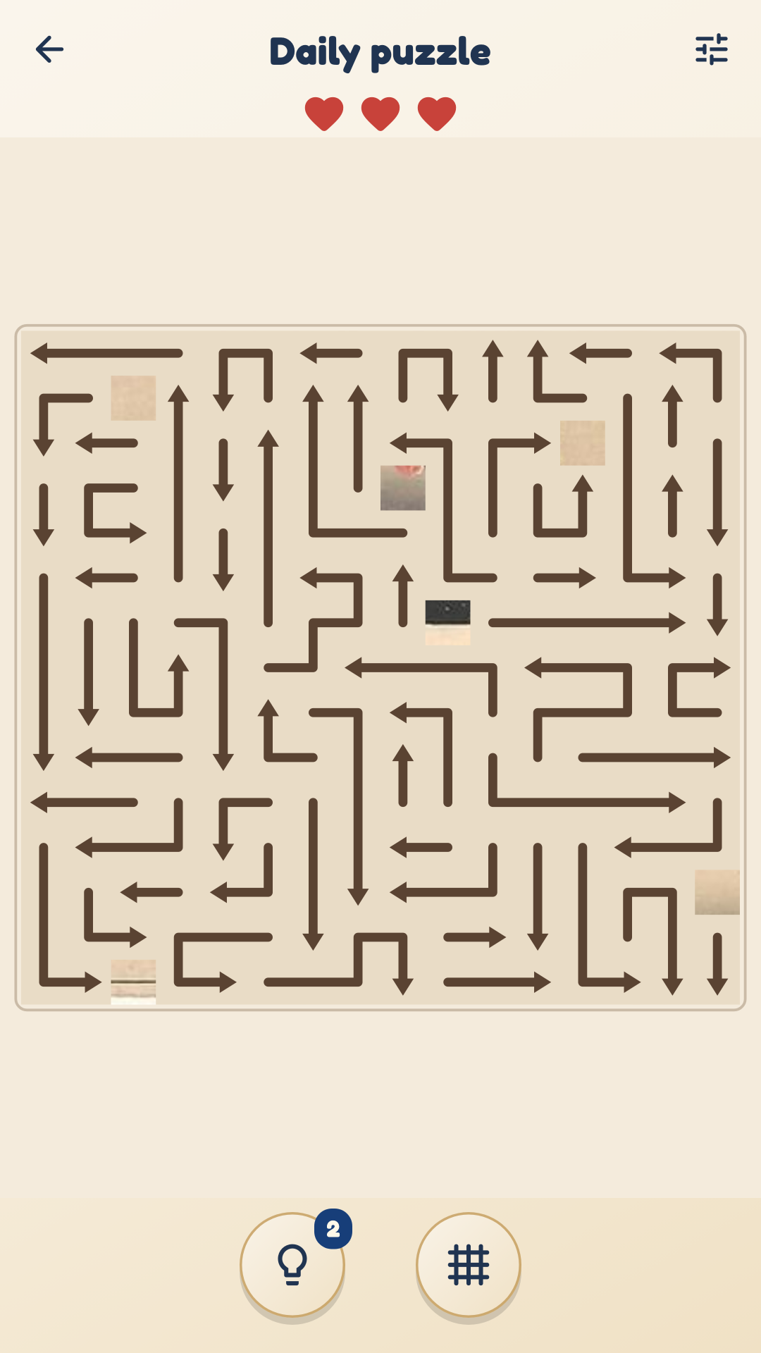 Daily arrow puzzle in the current game interface